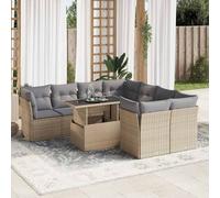 vidaXL Set Divano da Giardino 9 pz con Cuscini Beige in Polyrattan