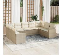 vidaXL Set Divano da Giardino 9 pz con Cuscini Beige in Polyrattan