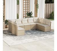 vidaXL Set Divano da Giardino 9 pz con Cuscini Beige in Polyrattan