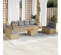 vidaXL Set Divano da Giardino 9 pz con Cuscini Beige Misto Polyrattan