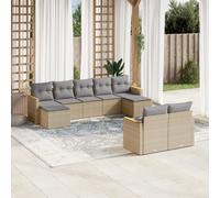 vidaXL Set Divano da Giardino 9 pz con Cuscini Beige Misto Polyrattan