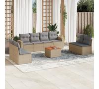 vidaXL Set Divano da Giardino 9 pz con Cuscini Beige Misto Polyrattan
