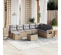 vidaXL Set Divano da Giardino 9 pz con Cuscini Beige Misto Polyrattan