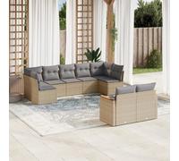 vidaXL Set Divano da Giardino 9 pz con Cuscini Beige Misto Polyrattan