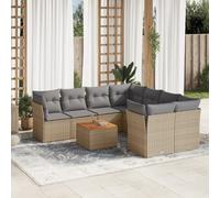 vidaXL Set Divano da Giardino 9 pz con Cuscini Beige Misto Polyrattan
