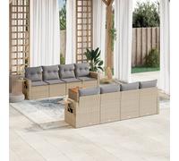 vidaXL Set Divano da Giardino 9 pz con Cuscini Beige Misto Polyrattan