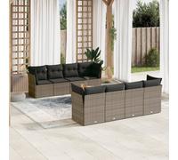 vidaXL Set Divano da Giardino 9 pz con Cuscini Grigio in Polyrattan