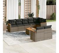 vidaXL Set Divano da Giardino 9 pz con Cuscini Grigio in Polyrattan