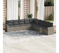 vidaXL Set Divano da Giardino 9 pz con Cuscini Grigio in Polyrattan