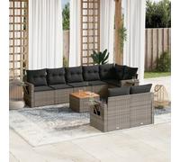vidaXL Set Divano da Giardino 9 pz con Cuscini Grigio in Polyrattan
