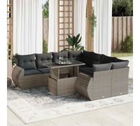 vidaXL Set Divano da Giardino 9 pz con Cuscini Grigio in Polyrattan