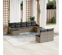 vidaXL Set Divano da Giardino 9 pz con Cuscini Grigio in Polyrattan