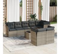 vidaXL Set Divano da Giardino 9 pz con Cuscini Grigio in Polyrattan