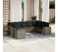 vidaXL Set Divano da Giardino 9 pz con Cuscini Grigio in Polyrattan