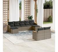 vidaXL Set Divano da Giardino 9 pz con Cuscini Grigio in Polyrattan