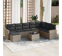 vidaXL Set Divano da Giardino 9 pz con Cuscini Grigio in Polyrattan