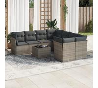 vidaXL Set Divano da Giardino 9 pz con Cuscini Grigio in Polyrattan
