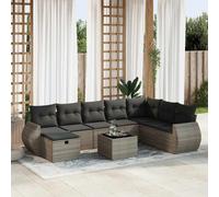 vidaXL Set Divano da Giardino 9 pz con Cuscini Grigio in Polyrattan