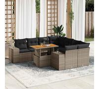 DIVANO DA GIARDINO VIDAXL 9 pz con Cuscini Grigio in Polyrattan - 3327357