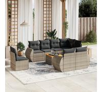 vidaXL Set Divano da Giardino 9 pz con Cuscini Grigio in Polyrattan