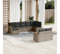 vidaXL Set Divano da Giardino 9 pz con Cuscini Grigio in Polyrattan