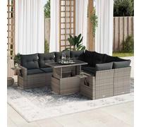 DIVANO DA GIARDINO VIDAXL 9 pz con Cuscini Grigio in Polyrattan - 3326451