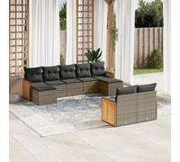 vidaXL Set Divano da Giardino 9 pz con Cuscini Grigio in Polyrattan