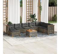 vidaXL Set Divano da Giardino 9 pz con Cuscini Grigio in Polyrattan