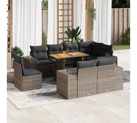 DIVANO DA GIARDINO VIDAXL 9 pz con Cuscini Grigio in Polyrattan - 3327392