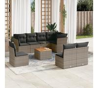 vidaXL Set Divano da Giardino 9 pz con Cuscini Grigio in Polyrattan