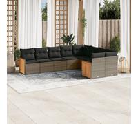 vidaXL Set Divano da Giardino 9 pz con Cuscini Grigio in Polyrattan