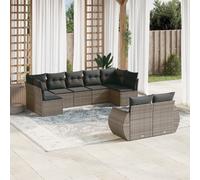 vidaXL Set Divano da Giardino 9 pz con Cuscini Grigio in Polyrattan