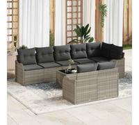 vidaXL Set Divano da Giardino 9 pz Grigio chiaro polyrattan
