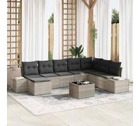 vidaXL Set Divano da Giardino 9 pz Grigio chiaro polyrattan