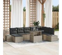 vidaXL Set Divano da Giardino 9 pz Grigio chiaro polyrattan
