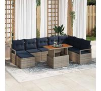 vidaXL Set Divano da Giardino 9 pz Grigio e Blu Navy