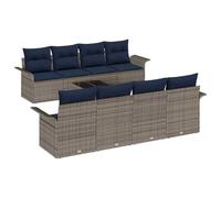 vidaXL Set Divano da Giardino 9 pz Grigio e Blu Navy polyrattan | Puoi facilmente cambiare disposizione per adattarlo a qualsiasi spazio all'aperto, Può ospitare fino a 9 persone con cuscini
