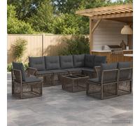 vidaXL Set di divani da giardino, 9 pezzi, grigio e grigio scuro, mobili da esterno regolabili, divano modulare moderno, sedie con cuscini resistenti alle intemperie, ideale per patio