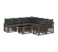 vidaXL Set Divano da Giardino 9 pz Grigio e Grigio Scuro polyrattan