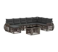 vidaXL Set Divano da Giardino 9 pz Grigio e Grigio Scuro polyrattan