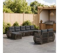 vidaXL Set di 9 divani da giardino in rattan artificiale grigio e grigio scuro, moderno e resistente alle intemperie, design modulare, divano a volante in poli, bella seduta, divano da esterno