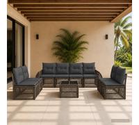 vidaXL Set Divano da Giardino 9 pz Grigio e Grigio Scuro polyrattan