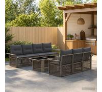 vidaXL Set Divano da Giardino 9 pz Grigio e Grigio Scuro polyrattan