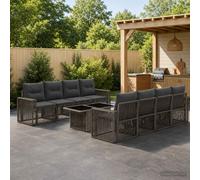 vidaXL Set Divano da Giardino 9 pz Grigio e Grigio Scuro polyrattan