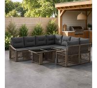 vidaXL Set Divano da Giardino 9 pz Grigio e Grigio Scuro polyrattan