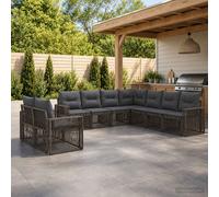 vidaXL Set Divano da Giardino 9 pz Grigio e Grigio Scuro polyrattan