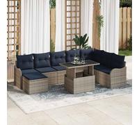 vidaXL Set Divano da Giardino 9 pz Grigio Poly Rattan