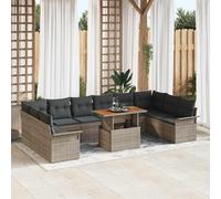 vidaXL Set Divano da Giardino 9 pz Grigio Poly Rattan