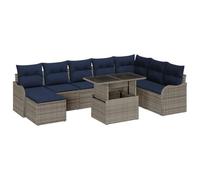 vidaXL Set Divano da Giardino 9 pz Grigio Poly Rattan | I cuscini sono super morbidi e comodi, Resistenti alla luce solare, Accoglie tranquillamente 5 persone