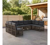 vidaXL Tuinbankenset 9 st Grijs poly rattan